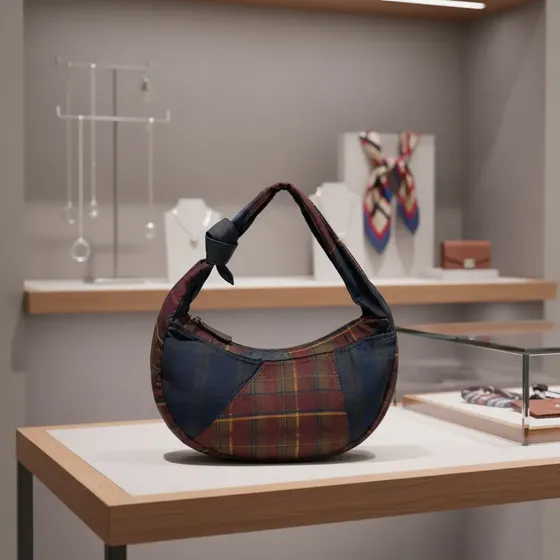 Cartera Hobo Isadora Cuadrillé Navy Bordeaux