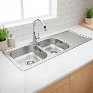 Lavaplatos Doble Acero Inoxidable 120x50cm Con Escurridor