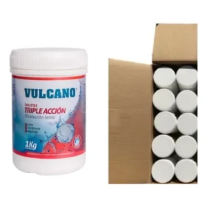 Cloro Piscina Triple Acción Limpiafondo 1kg 10 Un Vulcano