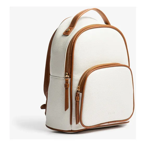Mochila De Mujer Isadora Special Price Con Bolsillo Frontal Bicolor Lisa