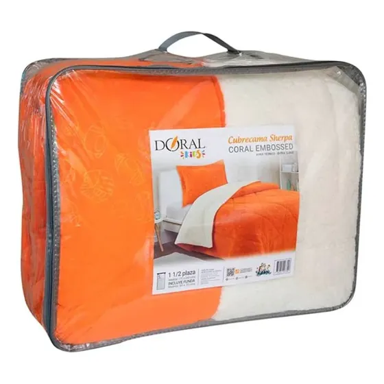 Cubrecama Doral Sherpa Embossed Kids 1.5 Plazas Naranja