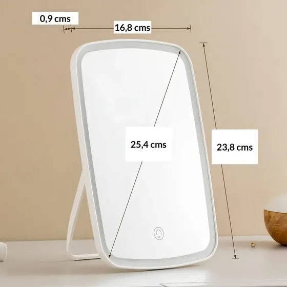 Espejo de Maquillaje LED con Pantalla Táctil Recargable