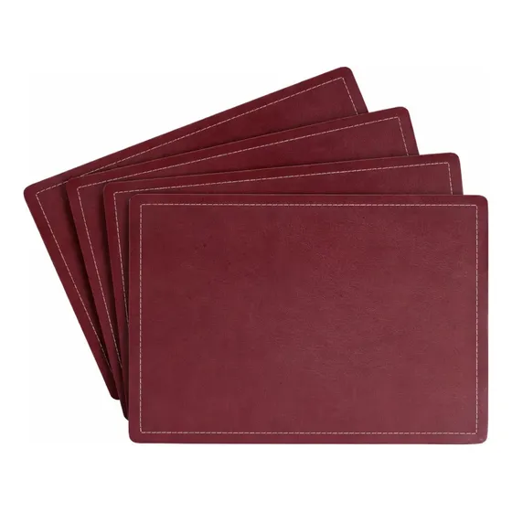 Set De 4 Individuales Clasic Color Burdeo 30x40cm