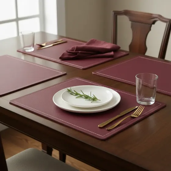 Set De 6 Individuales Clasic Color Burdeo 30x40cm