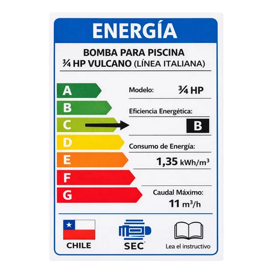 Bomba Para Piscina 3/4 Hp Vulcano (línea Italiana)