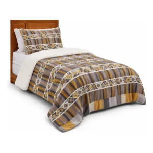 Cobertor Mashini Para Colchón 1.5 Plazas, Étnico Mustard