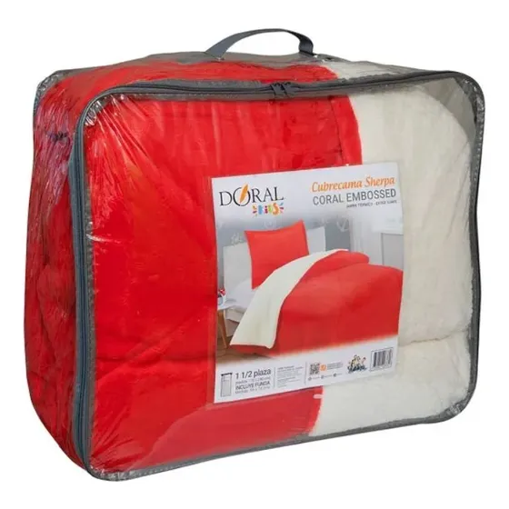 Cubrecama Doral Sherpa Embossed Kids 1.5 Plazas Rojo