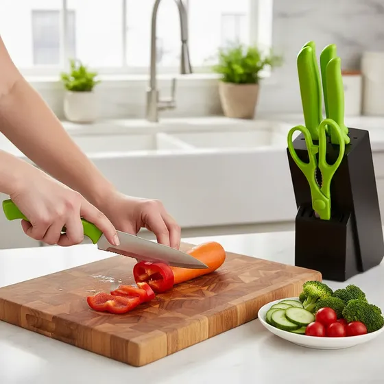 Set Juego De Utensilios De Cocina Tabla Cuchillo Tijera