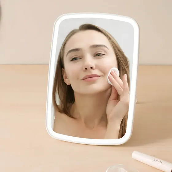 Espejo de Maquillaje LED con Pantalla Táctil Recargable