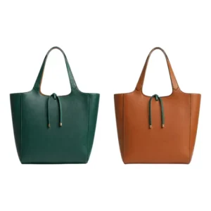 Cartera Shopper Reversible Verde Y Cafe Isadora
