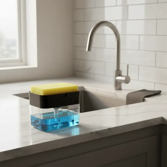 Dispensador De Jabón Con Porta Esponja Para Cocina